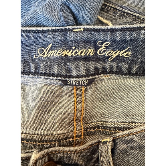 Y2K American Eagle Artist Flare Jeans Womens 4 Regular Blue Distressed Ripped - Picture 3 of 4